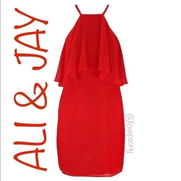 ALI & JAY Tiered Bodice Halter in Red Size M - Picture 4 of 15